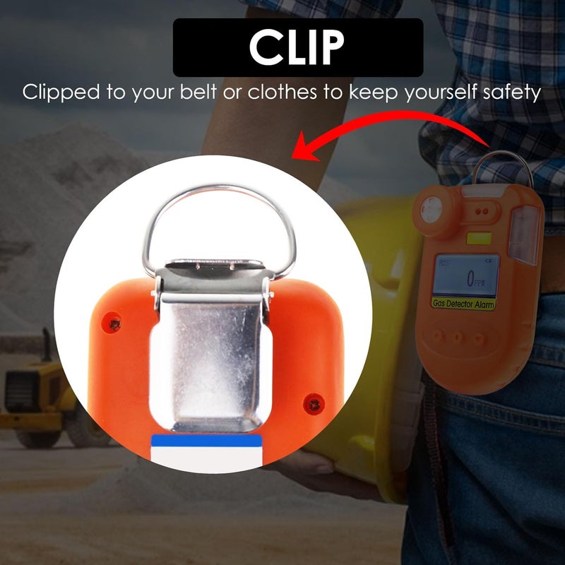 DANOPLUS H2S Monitor Clip on Digital H2S Gas Detector 0~100ppm Hydrogen Sulfide Detector with Vibration, Buzzer and Visual Alarm, Real Time&Date Display and Alarm Data Record Function - Image 4